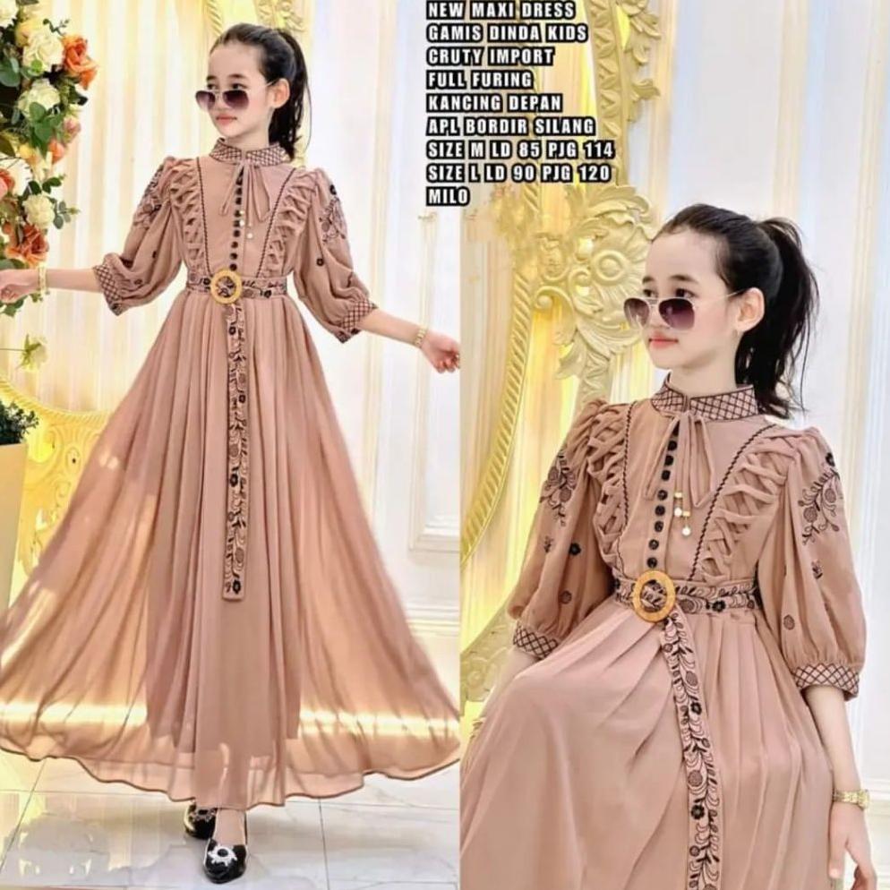 Premium Cod Dinda Dress Kids New Shr Usia 7 - 12 Tahun Gamis Anak Perempuan Baju Muslim Anak Kekinia