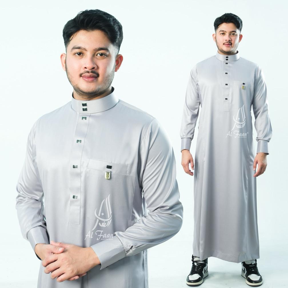 BESTPROMO Jubah Gamis Pria Jubah slimfit polyester korea jubah pria muslim gamis alfaan busana musli