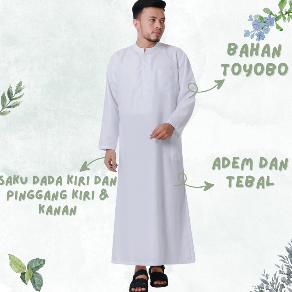sale Jubah Gamis Polos Pria Laki Laki Dewasa Lengan Panjang Bahan Toyobo Warna Putih Hitam Abu Cokla