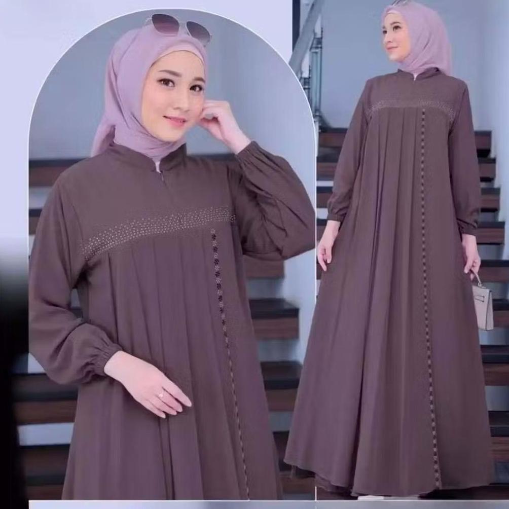 NEW Anggun Dress Pakaian Viral 2026 Bahan CerutyBabyDoll Gamis Pesta Mewah Dres Kondangan Gamis Keki