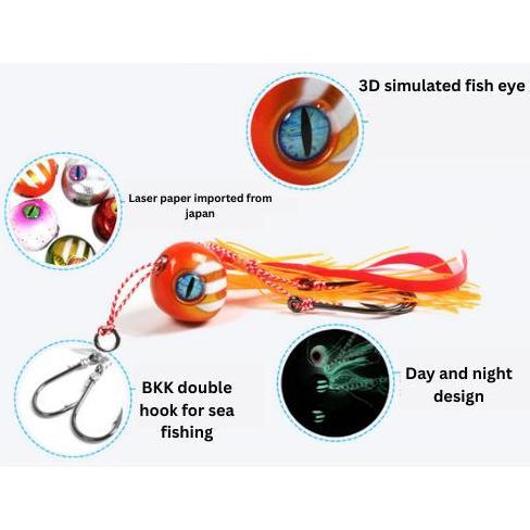 fishing Kabura Tenya inchiku Metal Jig luminous Shrimp Rubber Skirt double hook PINK 481