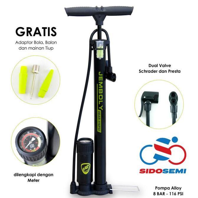 Pompa Ban Sepeda dan Motor Gratis Adaptor Bola Balon Merk Jemboly