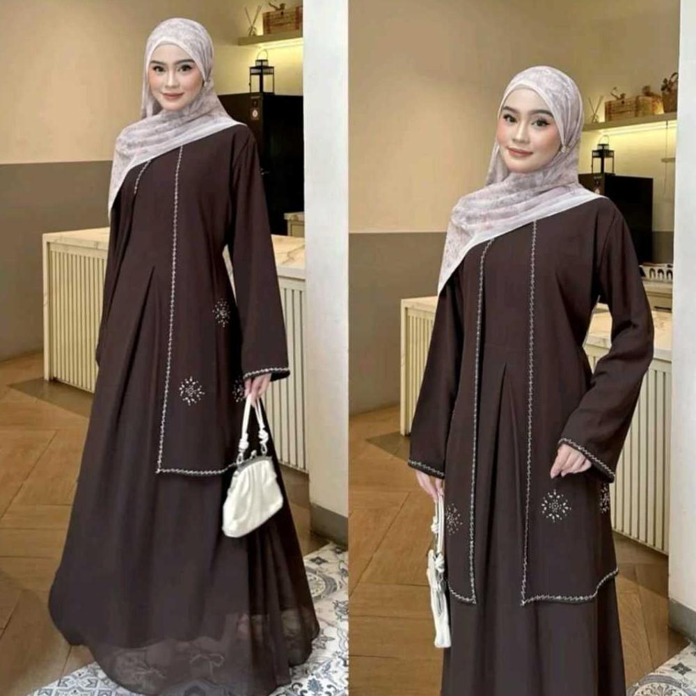 TERMURAH Gamis Abaya Sultan Model Mewah Lebaran 2026 Ceruty Premium Motif Swarovski Remaja Santri De
