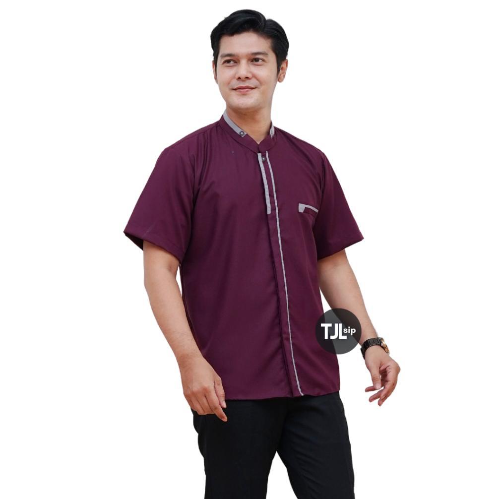 NEW PRODUCT Baju Koko Couple Ayah Dan anak Laki Laki Lengan Pendek Terbaru Kain Toyobo burgundy lila