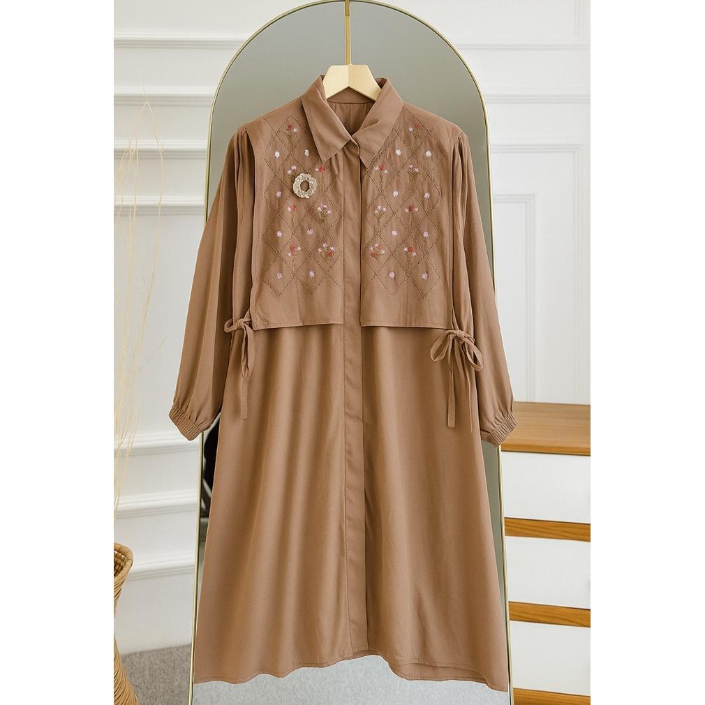 TERBARU TUNIK AISYAH-TUNIK Bordir Rompi Rayon Twil lengan kerut / Atasan wanita muslim kekinian