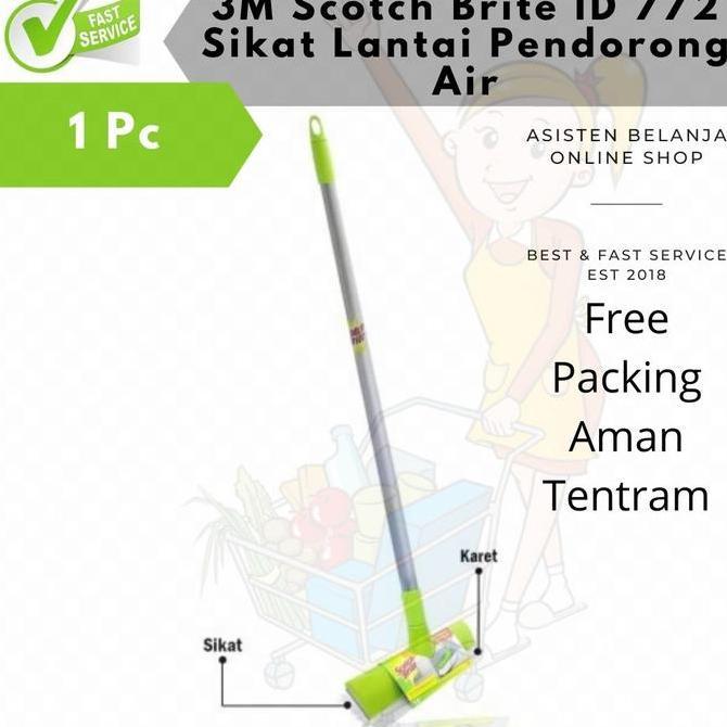 3M SCOTCH BRITE ID-772 ID772 Sikat Lantai Pendorong Air Karet 2in1 tongkat gagang panjang WAR