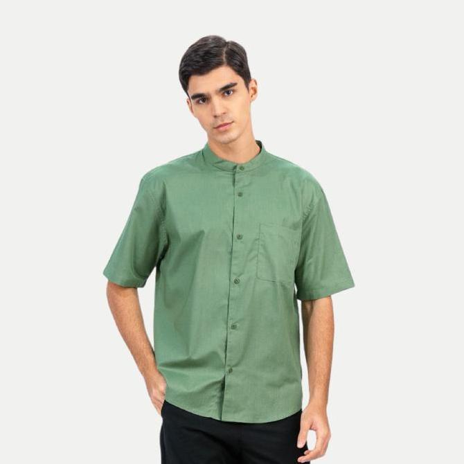 Erigo Shanghai Short Sleeve Basic Farhan Sage Green - Kemeja Koko Lengan Pendek Unisex MM