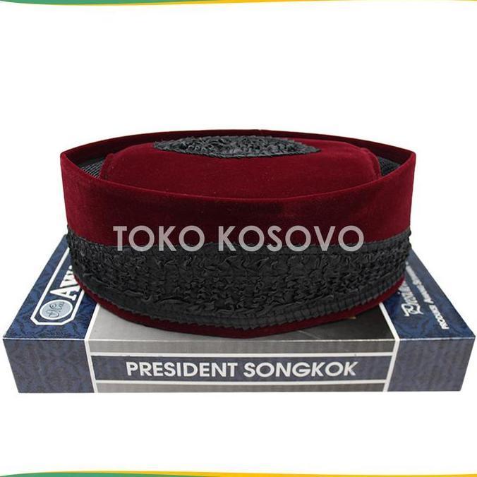 Bagusbanget- Songkok Awang Kharisma Ac Tinggi 9 Cm Peci Sholat Bludru Hitam Merah Maroon Ukuran Anak