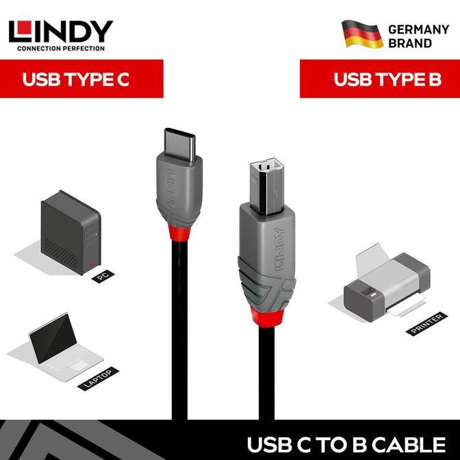 Trikalw- Kabel Printer & Audio Interface Lindy Usb 2.0 Type C To Type B Male To Male