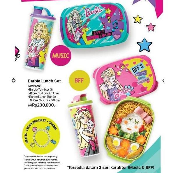 Tupperware Barbie lunch set kotak bekal makan anak