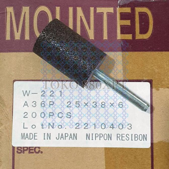 #@#@#@#@] Nippon Resibon W-221 Mounted Wheel A36P 25mm X 38mm X 6mm Silinder