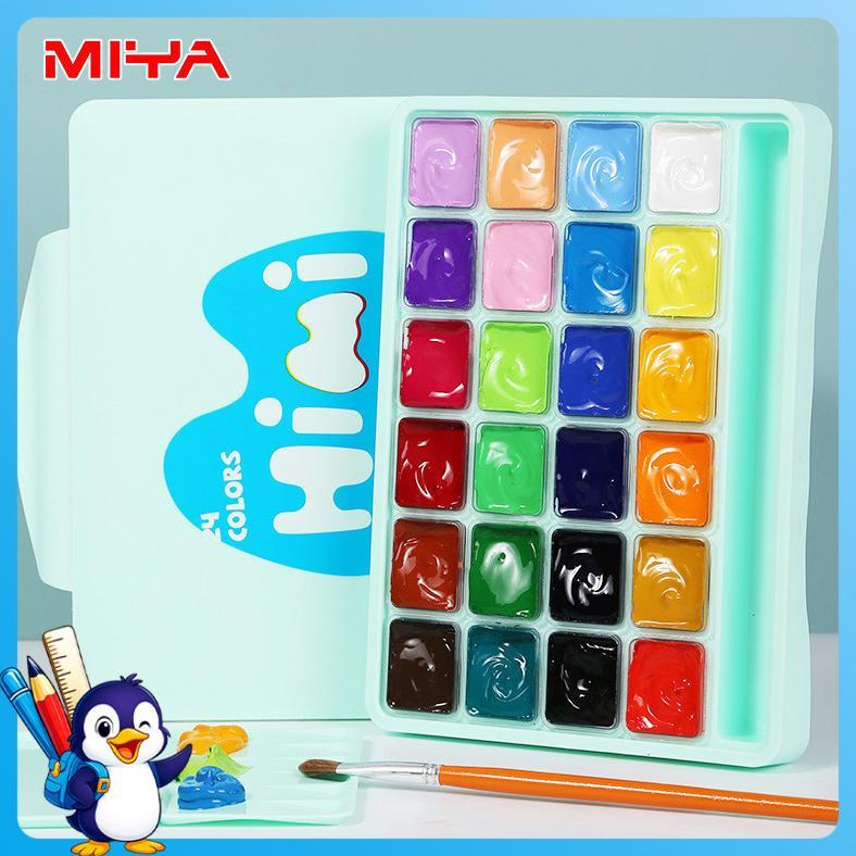 [DAS] Miya Himi Set Cat Akrilik 24 Warna 30ml Set Alat Lukis Cat Air Dengan Kuas Gratis Dan Palet UF