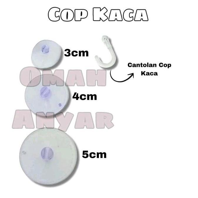 Buruan serbu] 5PCS Karet Ambalan Cop Kaca Tipis Cantolan Bulat Kaca Uk 3,4, 5 CM