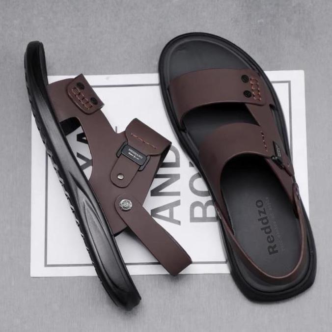 [CUCI GUDANG] / Sandal Pria Kulit Slop Stlye Terbaru Reddzo Sendal Slip On Cowok