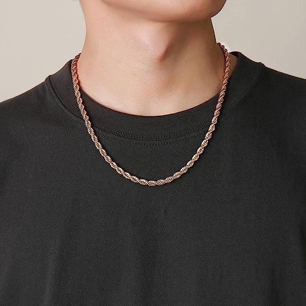 DS286 - Kalung Titanium Motif Tambang Pria dan Wanita Perhiasan Stainless Steel 2mm 3mm 4mm 5mm Kuli