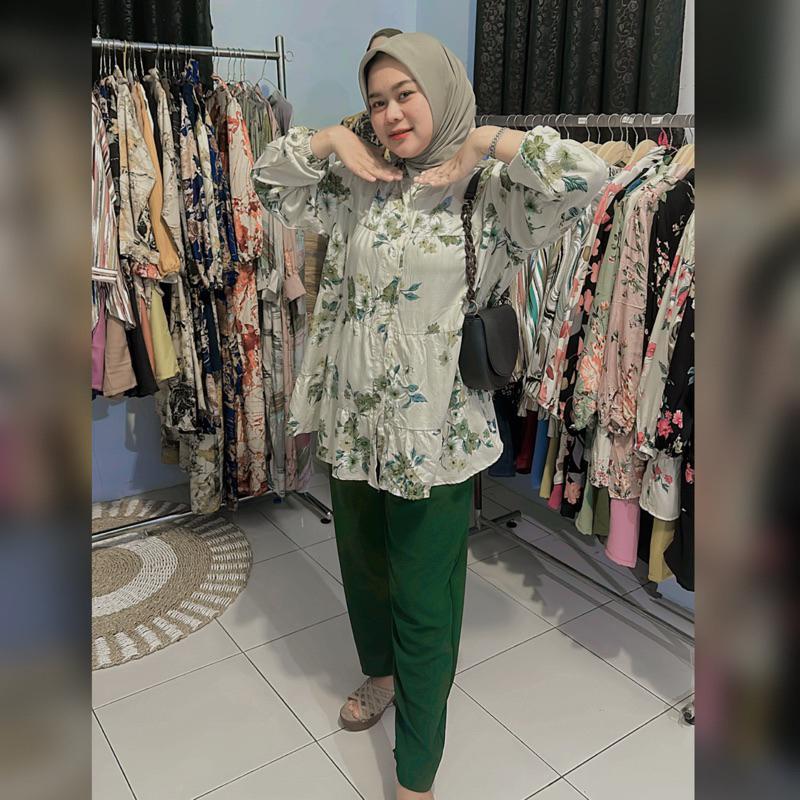 Setelan Wanita Jumbo Meera One Set Virall Rayon Diamond