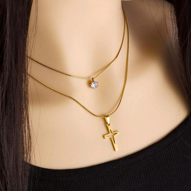 DS65 - Kalung Titanium Salib Modis Premium Anti Karat K820