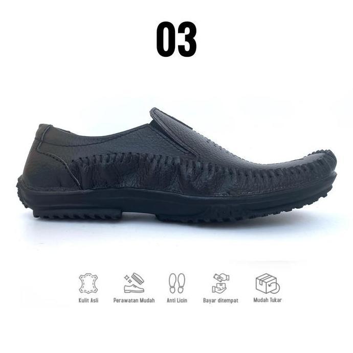 DB157 - Sepatu Kasual Pria Kulit Asli Mocasin Flat Shoes