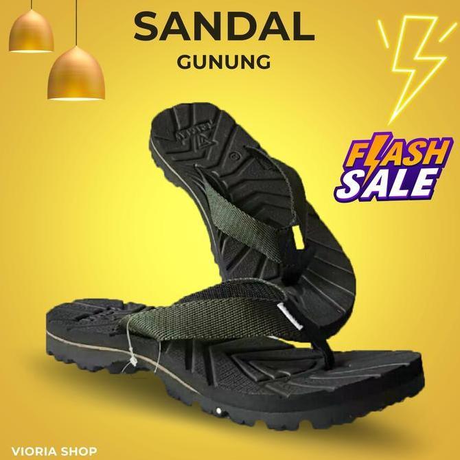 DE175 - sandal jepit gunung eiger outdoor pria wanita termurah - sendal karet Hitam