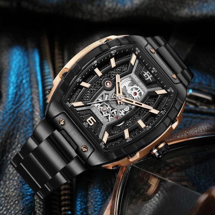 Evans Jayden Jam Tangan Pria 9610 Rantai Automatic Movement Stainless Steel Kaca Sapphire Chronograp