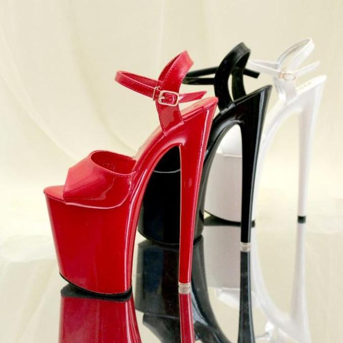 YKshoes 1703 heels 20cm strappy stiletto black white red heels strappy peeptoes stiletto heels sanda