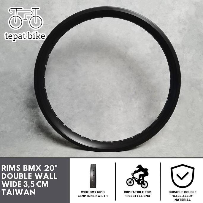 Rims Velg BMX 20 36H Inner Width 35mm Double Wall Alloy Taiwan for BMX Freestyle Street DJ