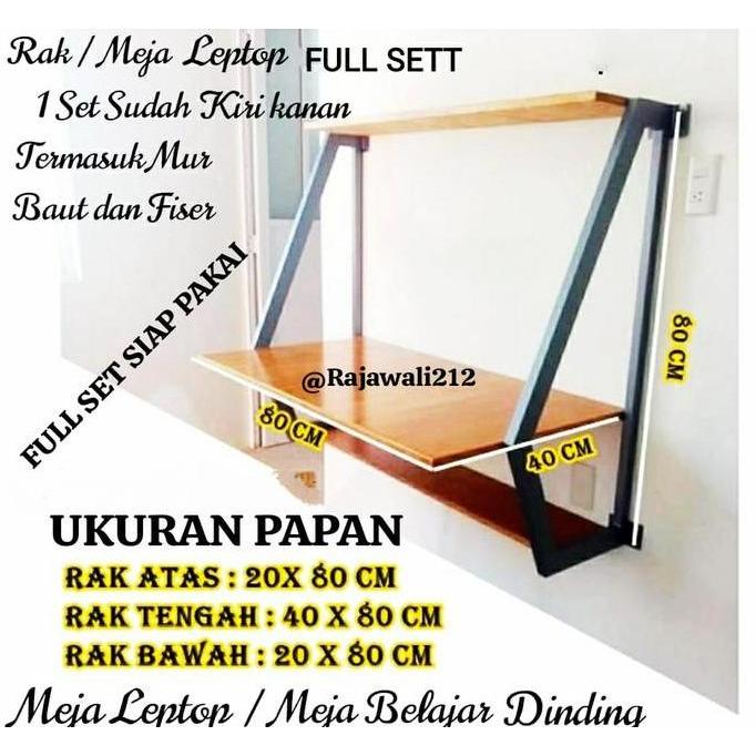 meja kerja komputer full set / meja tempel dinding minimalis modern