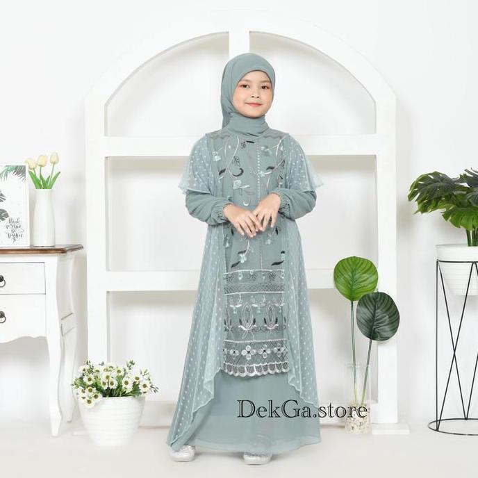 Kirimya- Jasmine Gamis Anak Brokat Ceruty Babydoll Gamis Terbaru 2025 Anak 3-10Tahun