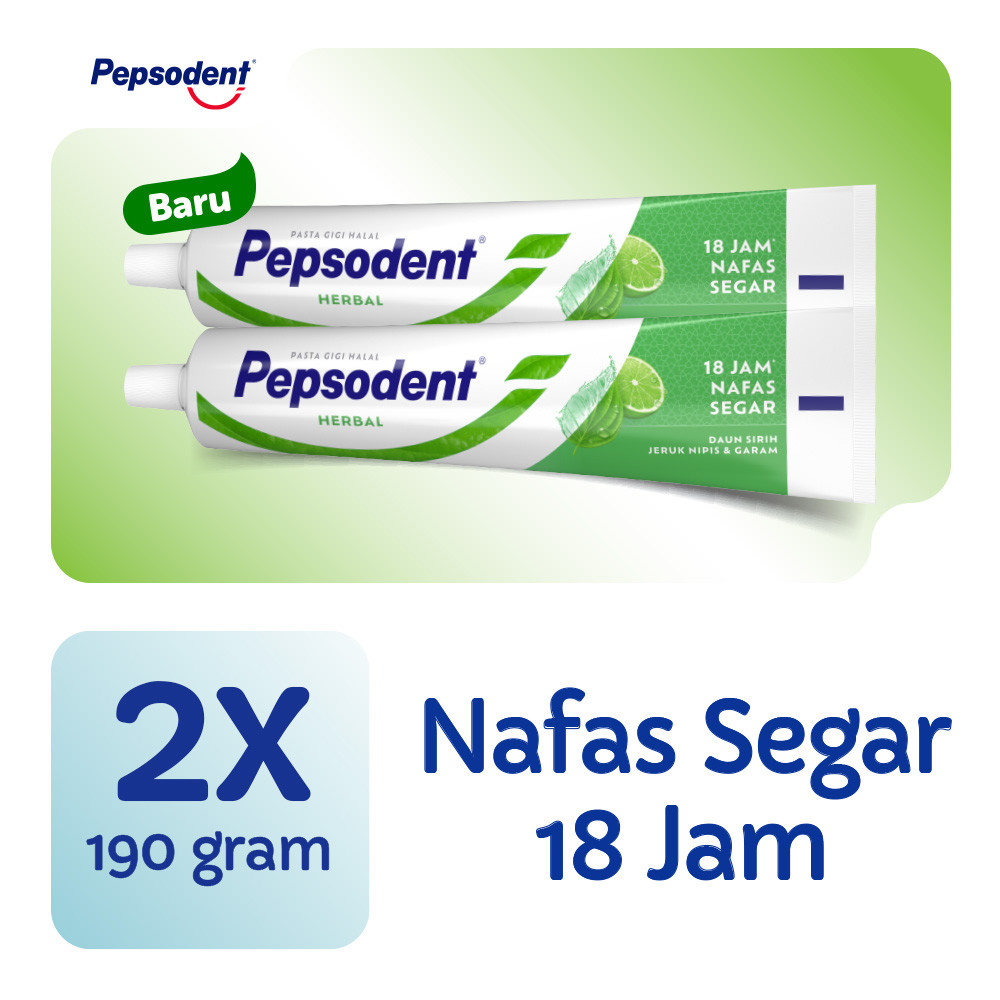 Pepsodent Action 123 PASTA GIGI Herbal Nature Essentials Mulut Adem, Nafas Segar 190G x2