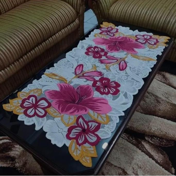 parabeanstore - taplak meja ruang tamu / taplak meja minimalis motif bunga besar / taplak meja tamu 