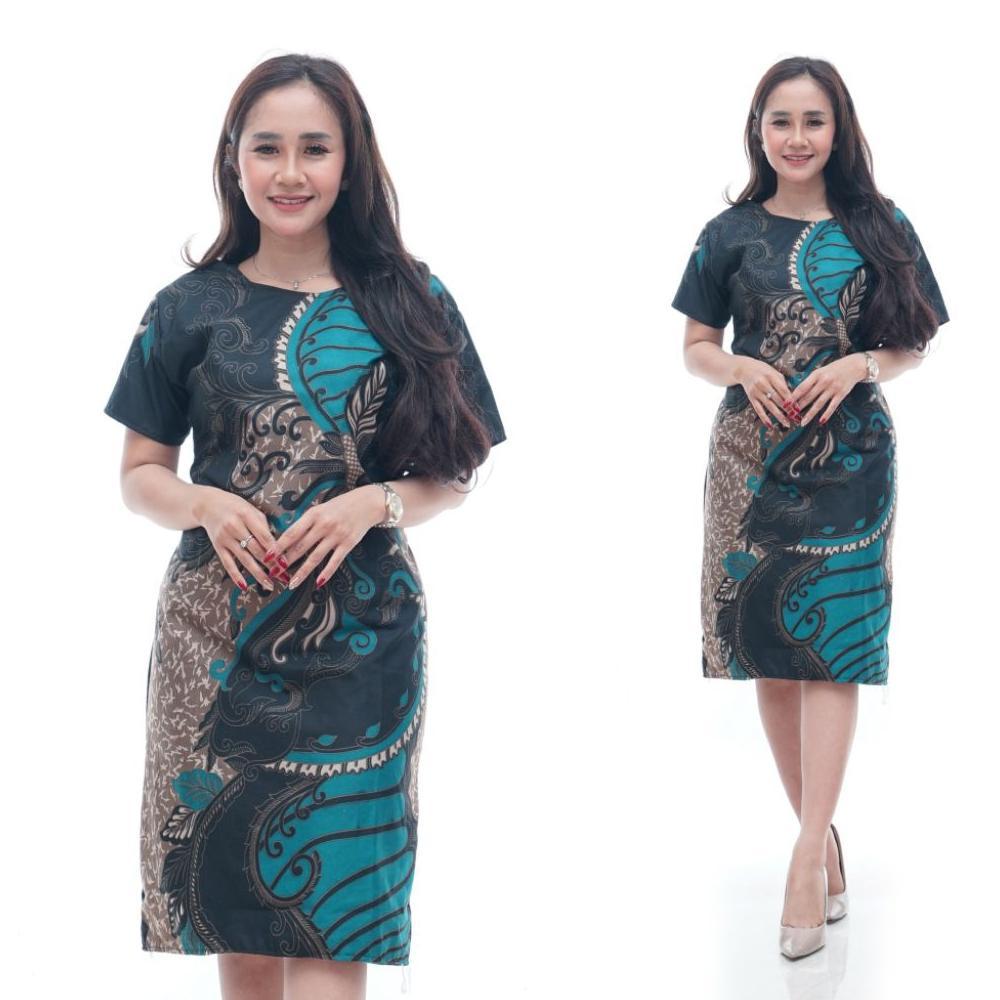 Favorit Java Art - Baju Dress Wanita Modern Model Terbaru Motif Batik Lengan Pendek Selutut Party Na