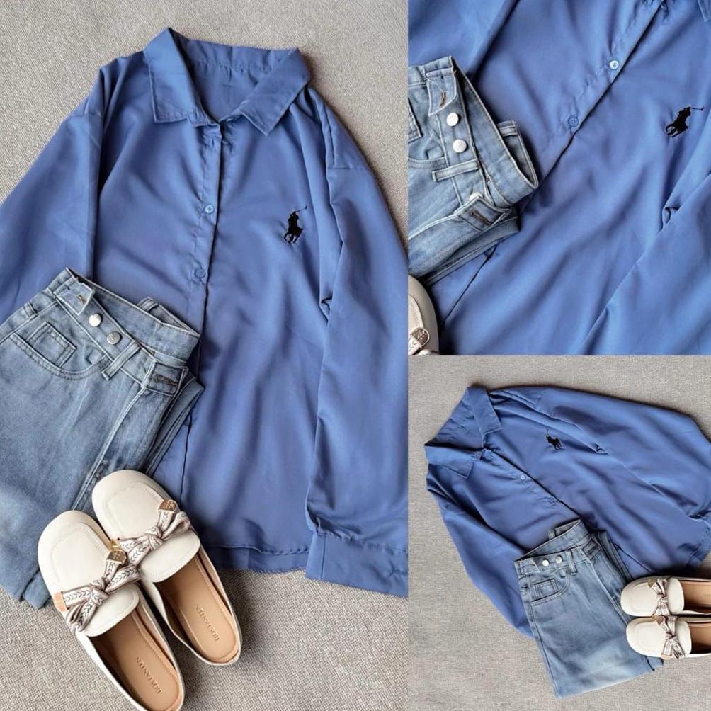 Original Kemeja Wanita Polo Bordir Jumbo Dewasa & Remaja Kekinian