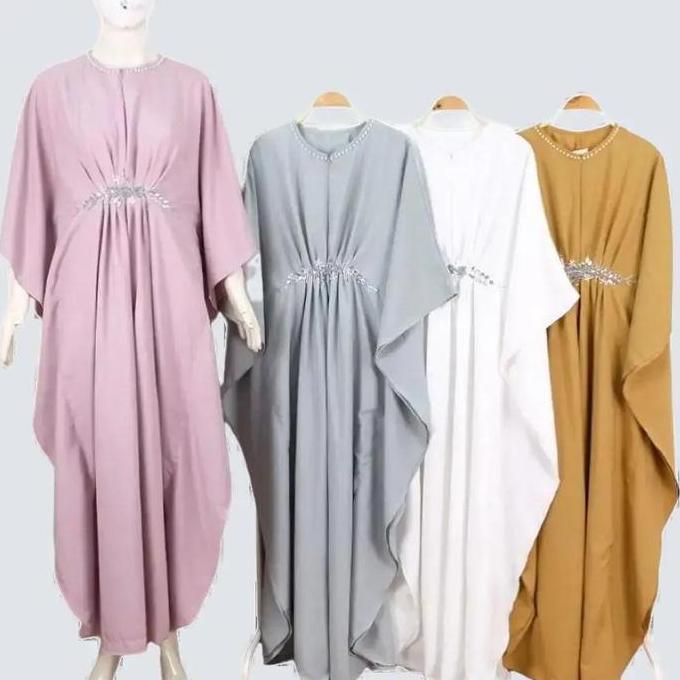 Allaya Kaftan Lebaran (Gamis Mutiara Busana Muslim Wanita) Batwing  Cantik Dress  Pesta Kondangan Fo