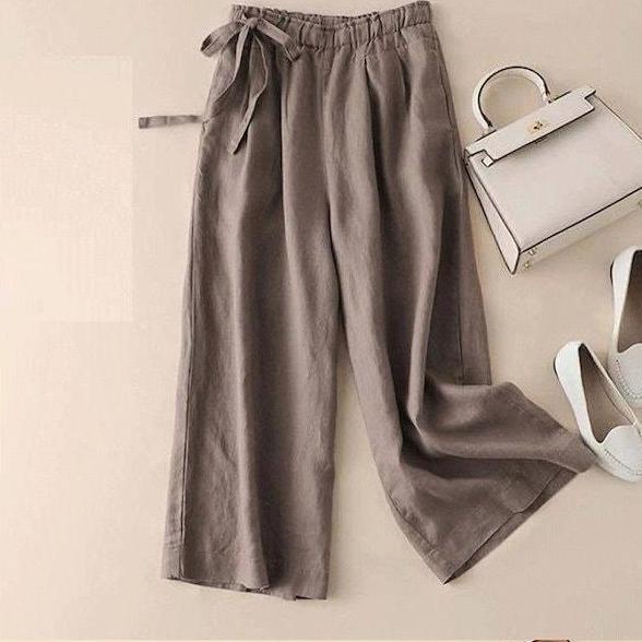 celana kulot tali serut samping/celana kulot bahan 100%katun rami premium/celana kulot high wais Kar