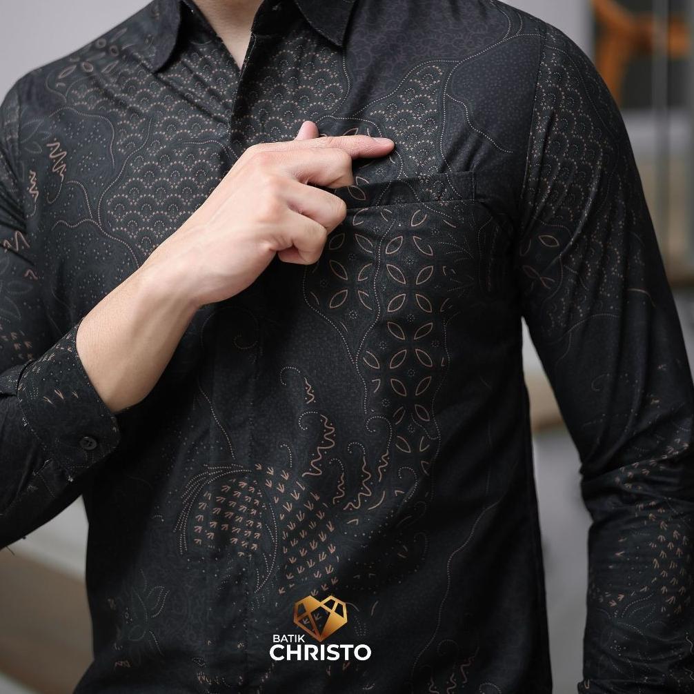 BEST SELLER KEMEJA BATIK PRIA BAJU LENGAN PANJANG SLIMFIT LAPIS FURING BATIK CHRISTO 1074 BAHAN KATU