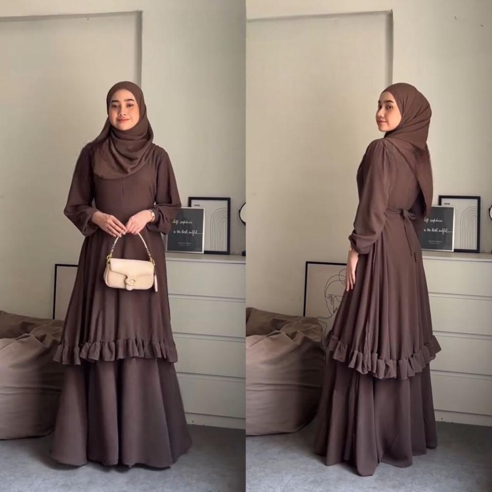 HOT PRODUCT Gamis Malaysia Dewasa Ceruty Rempel Bawah Busui Friendly