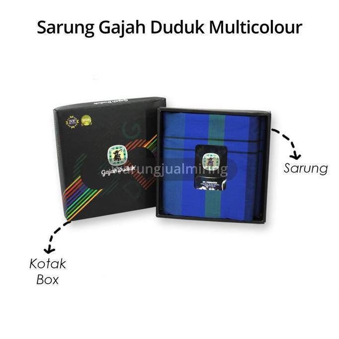 Sarung GAJAH DUDUK Multicolour Multi Color Kain Tenun Motif Warna Dewasa Pria Laki Cap Solat Sholat 