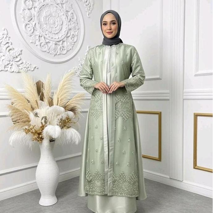 Gamis Tile kristal satin bahan adem rellpeck Dress  Wanita Muslim Dewasa  Mewah
