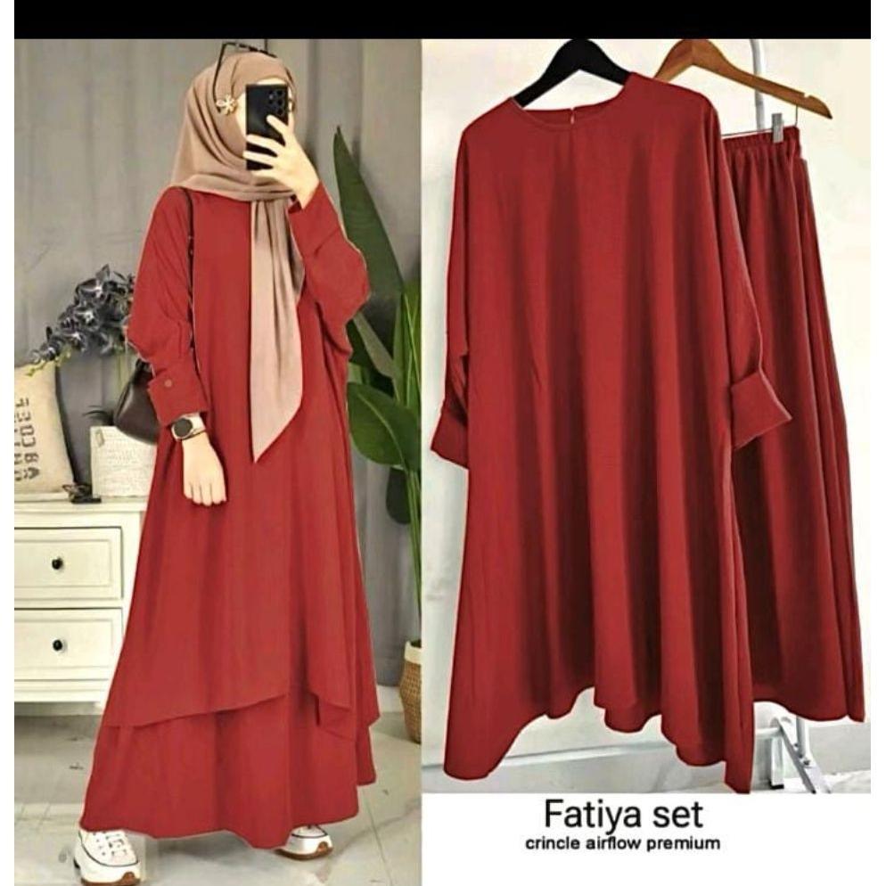 BIG SALE PROMO one set Rok tunik satu set tunik dan rok polos wanita terbaru abaya tunik baju muslim