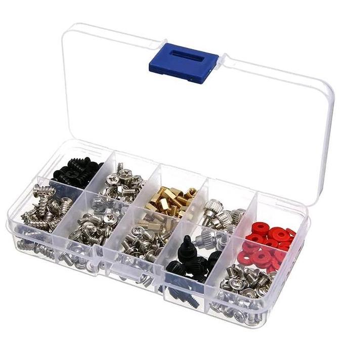 ANDHINEOS Baut Komputer 228Pcs Mur PC Screw Set Lengkap CPU Rakitan Box Sekrup Spacer Ring CMOS Case