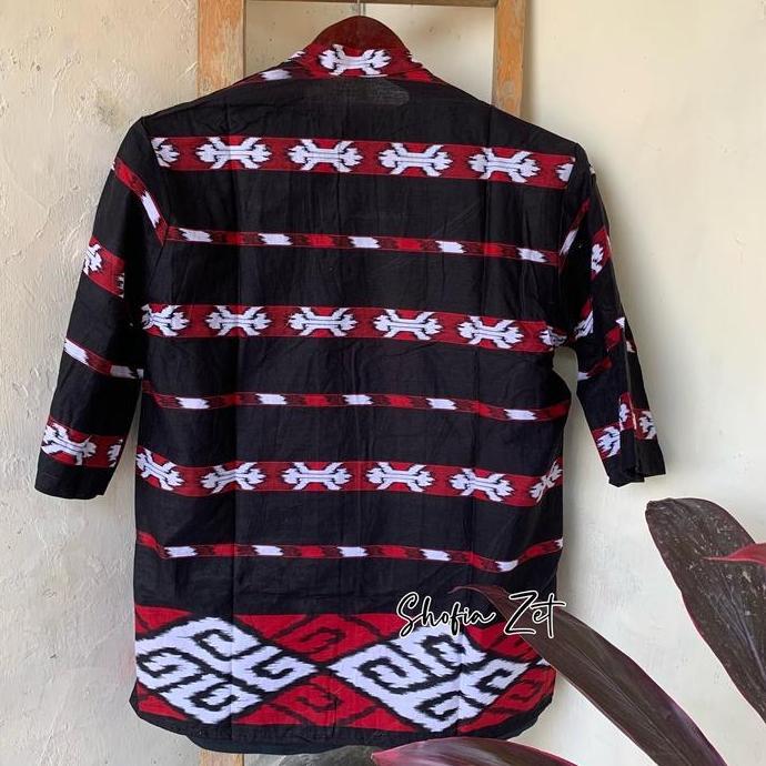 PREMIUM Kimono Tenun Songket Merah Cardigan Etnik Outerwear Etnik Tenun Songket Katun Hitam Batik PR