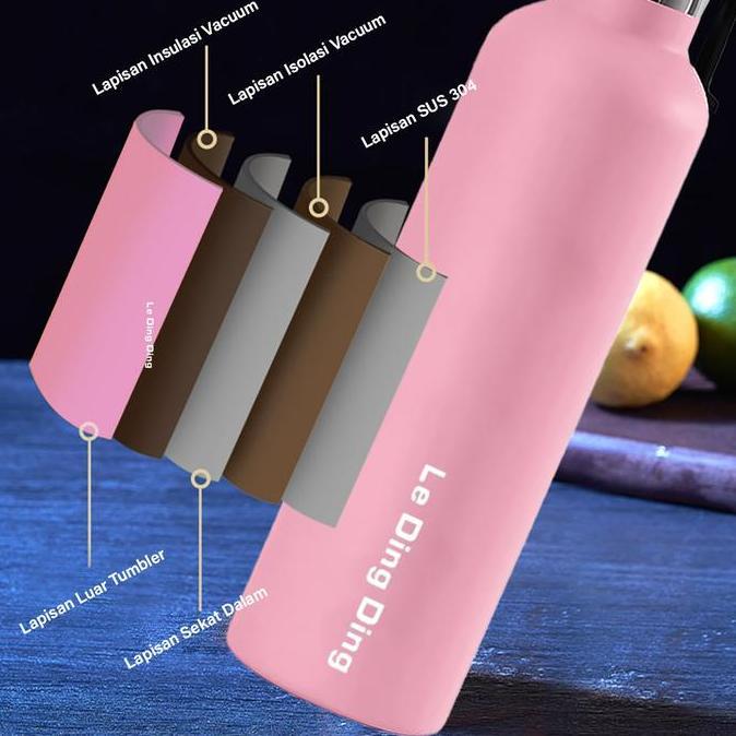 1Tumbler2 Penutup-Botol Minum 1 Liter Tumbler Stainless Vacuum Termos Tahan Panas Dingin 24 Jam