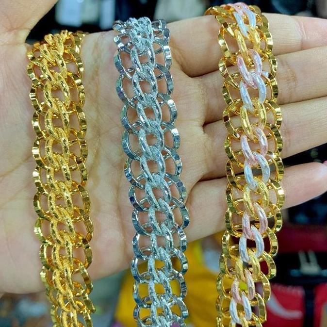 Benika Accesories - Gelang Rantai Lipan Dove Gold Silver Xuping Jewelry - Gelang Rantai Dubai Ukir B