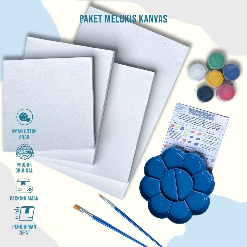 Paket Alat Lukis Lengkap 1 Set Peralatan Melukis Cat Akrilik Kuas Pallet Panduan Mixing Color Chart