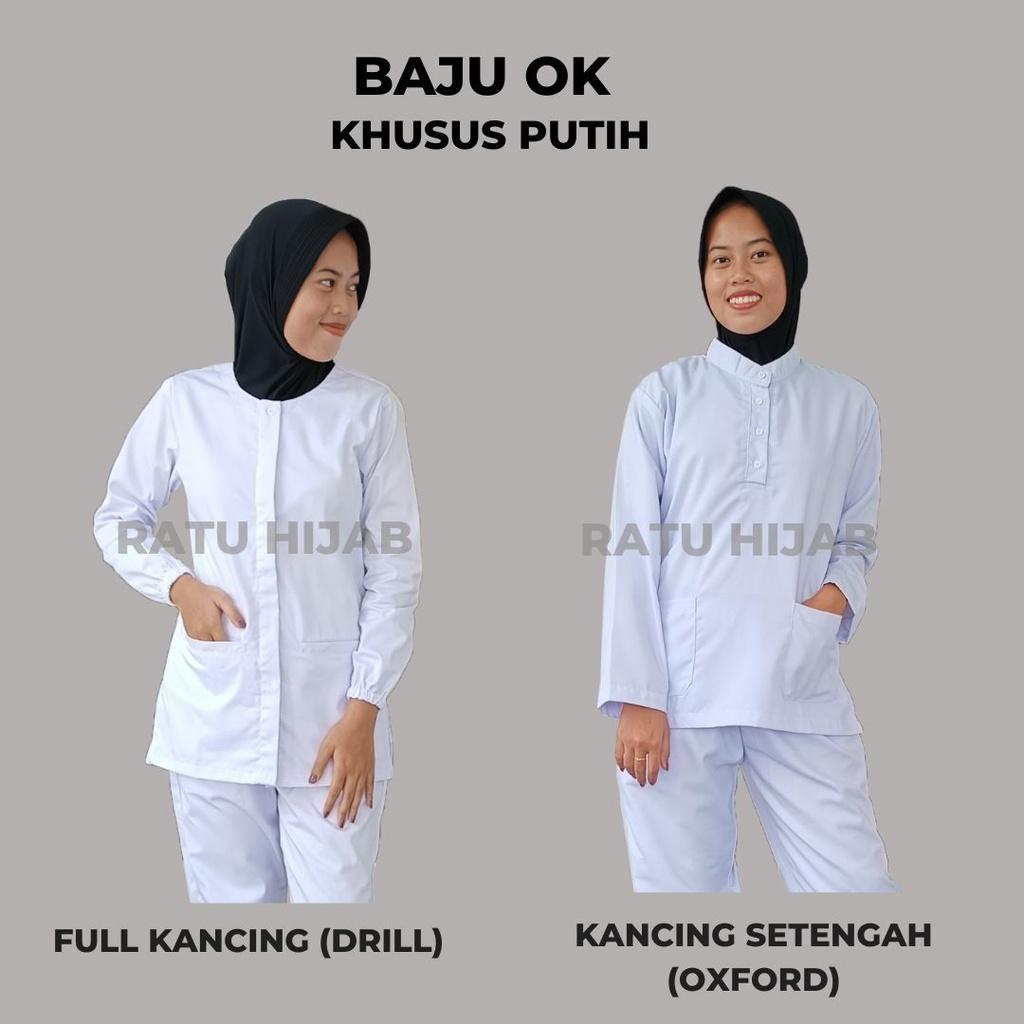 Baju Jaga Ok Oka Putih Perawat Wanita Nakes Pria Dokter One Set