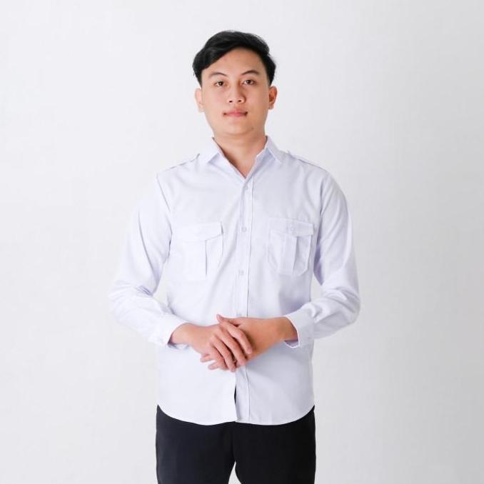 Kemeja Kerja Seragam PNS Pria Putih Baju Kerja Atasan PDH Seragam Pria