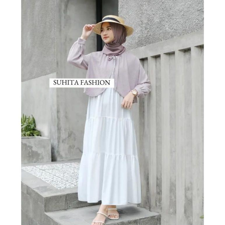 ready stock inner dress susun // dalaman gamis tanpa lengan // iner dress rempel premium