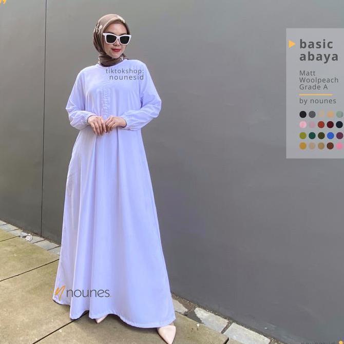 Nounes Basic Abaya Dress Gamis Daily Polos Wanita Muslim