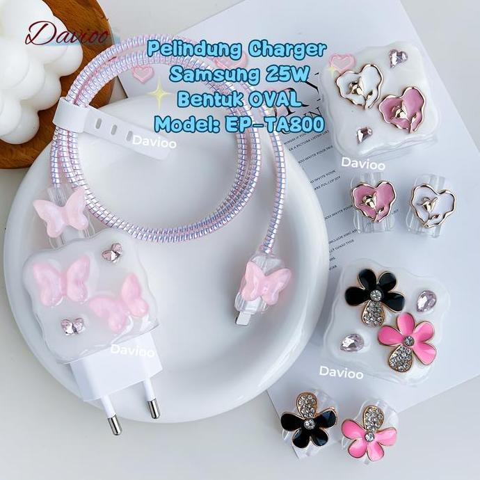 Pelindung Charger SAMSUNG 25W OVAL EP-TA800 |Set 5 Item Paket Cover Pelindung Kabel & Kepala Charger