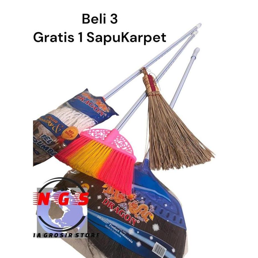 IRMAZUKI81 - ALAT KEBERSIHAN BELI 3 GRATIS SAPU KARPET ( SAPU LANTAI SAPU IJUK PEL LANTAI )